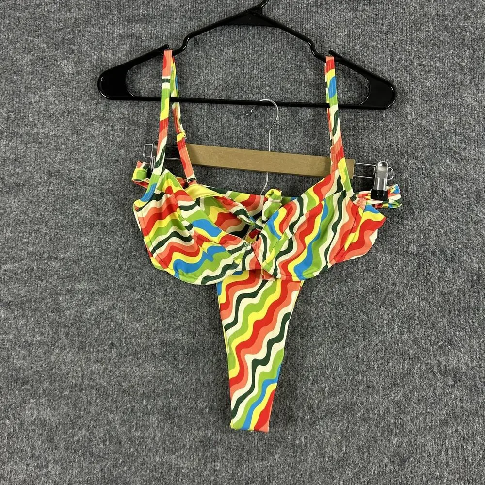 Monday Swimwear Bikini Set Large Maui Top Morocco Bottom in Island Aura Summer